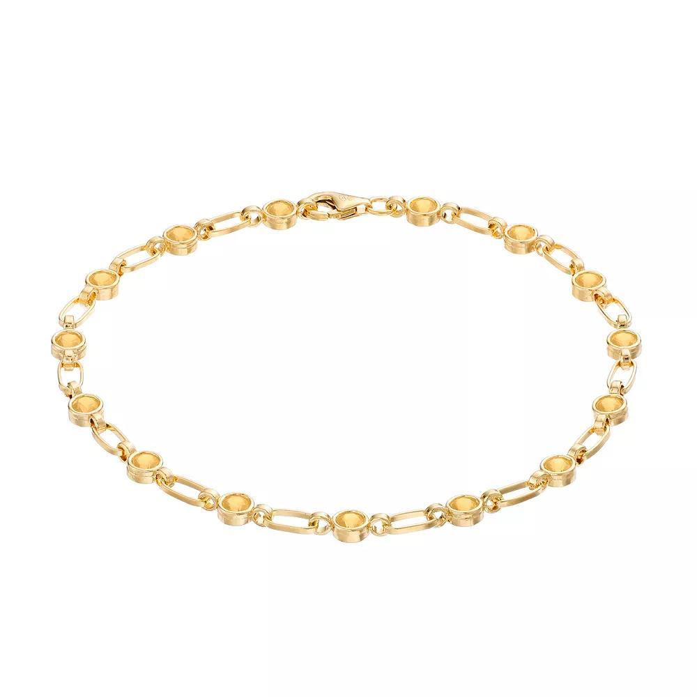 Womens Kristen Kesho Kristen Kesho, Sterling Silver Lab-Created Yellow Sapphire Tennis Bracelet, Women's, Size: 7.5", Gold Tone Product Image