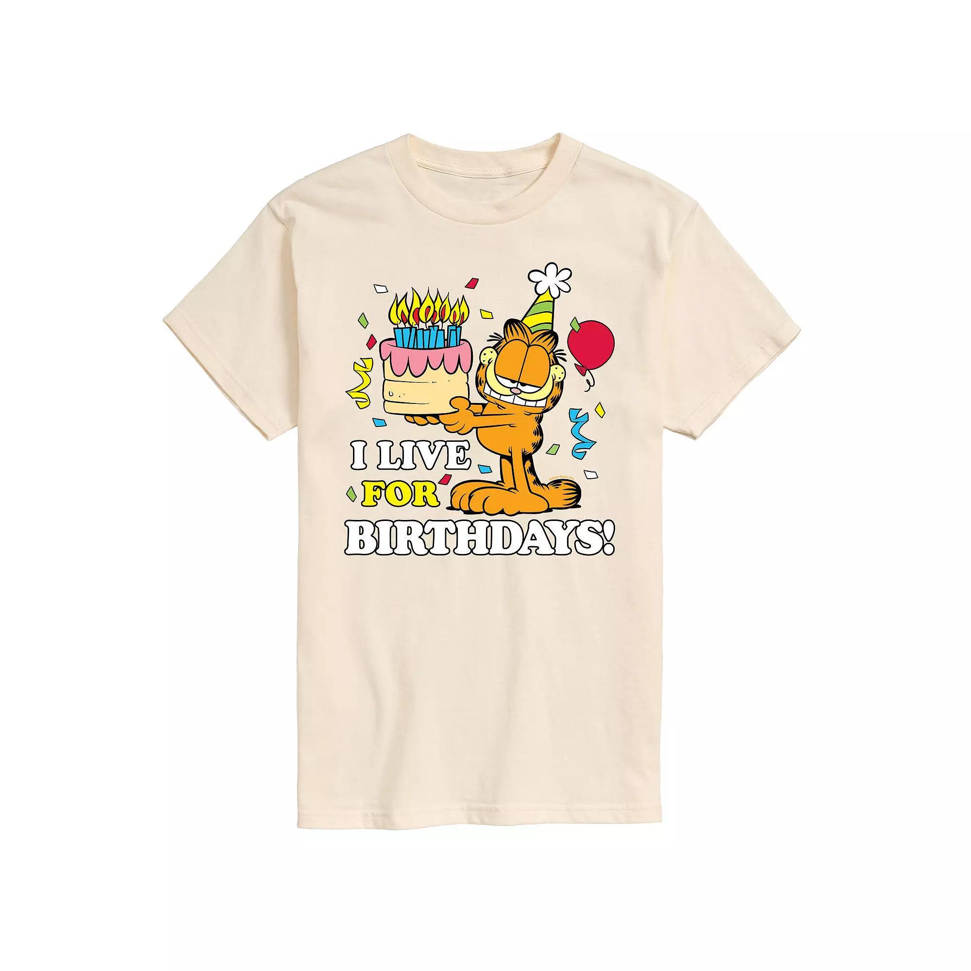 Mens Garfield Live For Birthdays Graphic Tee Product Image