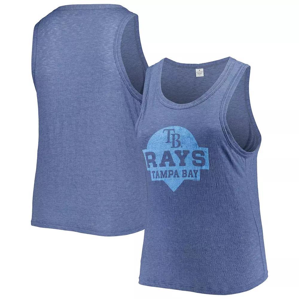 Women's Soft as a Grape Navy Tampa Bay Rays Plus Size High Neck Tri-Blend Tank Top, Size: 2XL, Blue Product Image