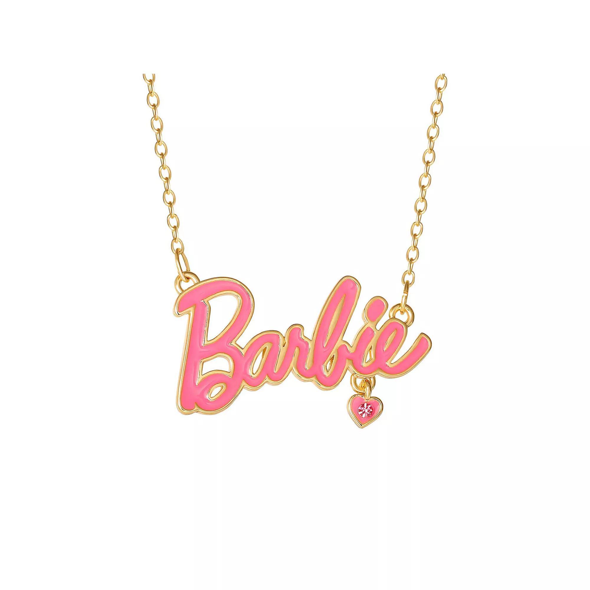 Barbie® Crystal Nameplate Necklace, Women's, Size: 16-18" ADJ, Gold Tone Product Image
