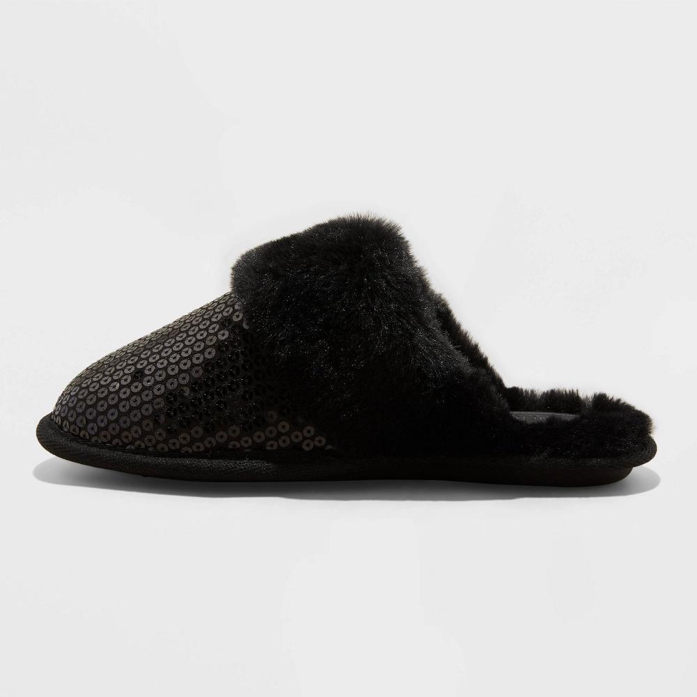 Womens Rae Sequin Scuff Slippers - Auden Silver S: Slip-On, Backless, Indoor/Outdoor Outsole, Closed Round Toe Product Image