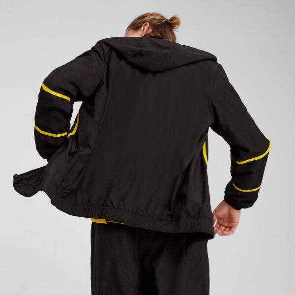 PUMA Borussia Dortmund Pre-Match Men's Woven Soccer Jacket in Black/Faster Yellow Product Image