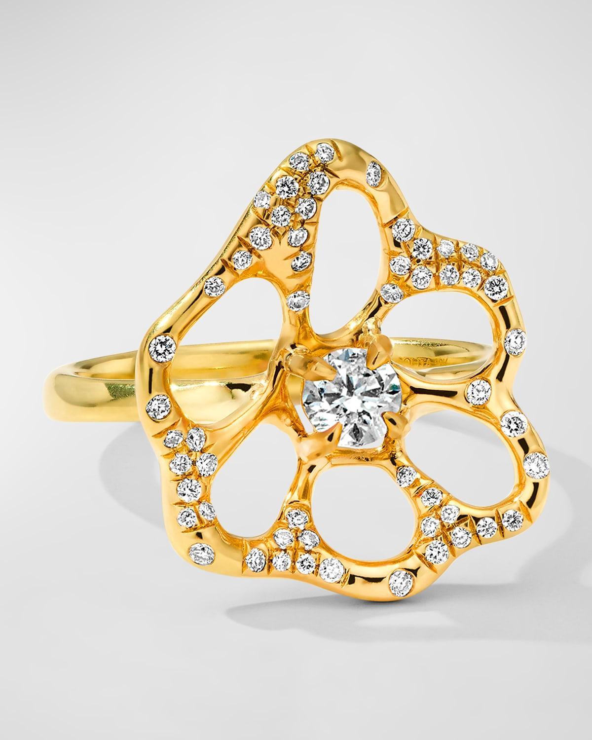 Womens Stardust 18K Yellow Gold & 0.24 TCW Diamond Medium Flower Ring Product Image