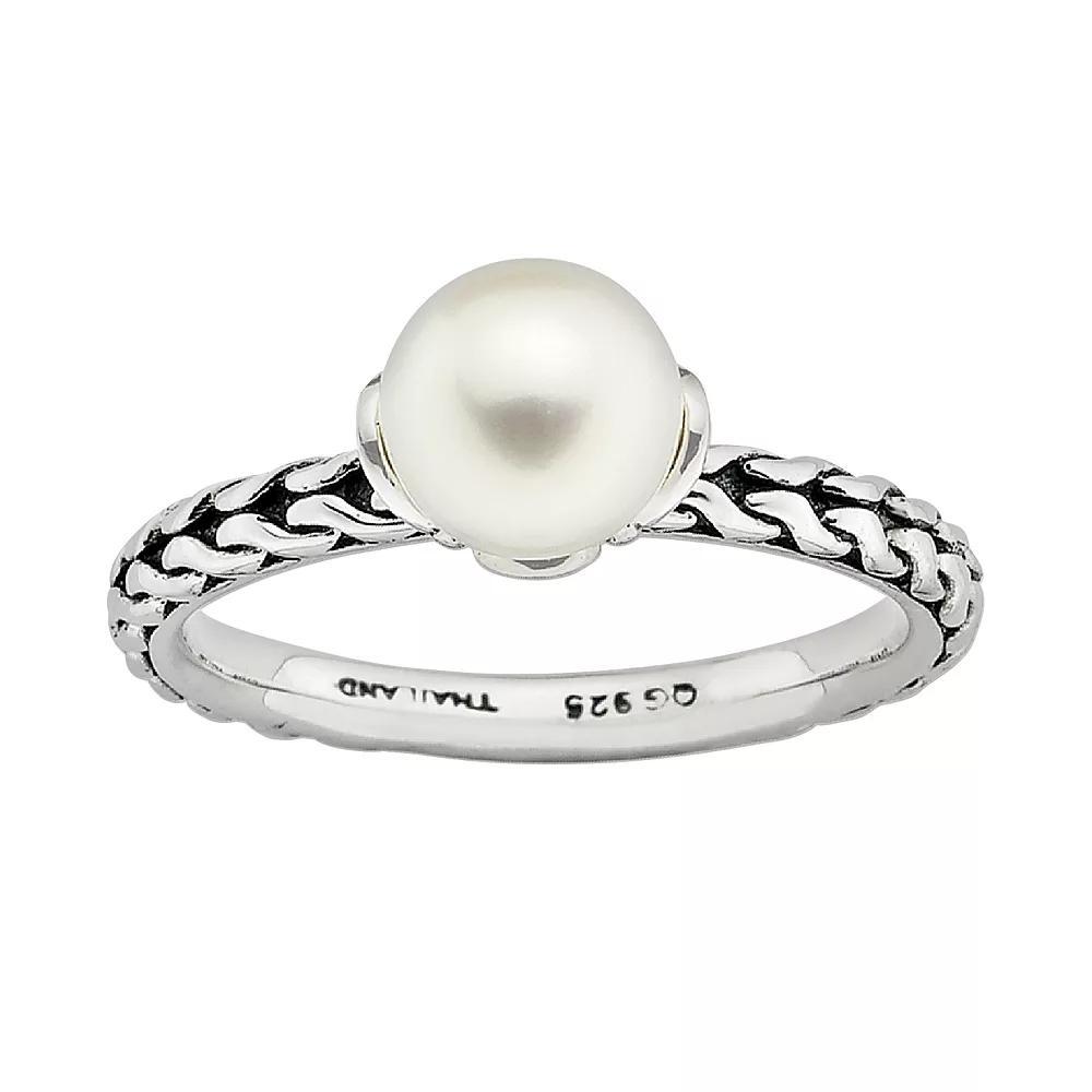 Stacks & Stones Sterling Silver Freshwater Cultured Pearl Stack Ring, Women's, Size: 5, White Product Image