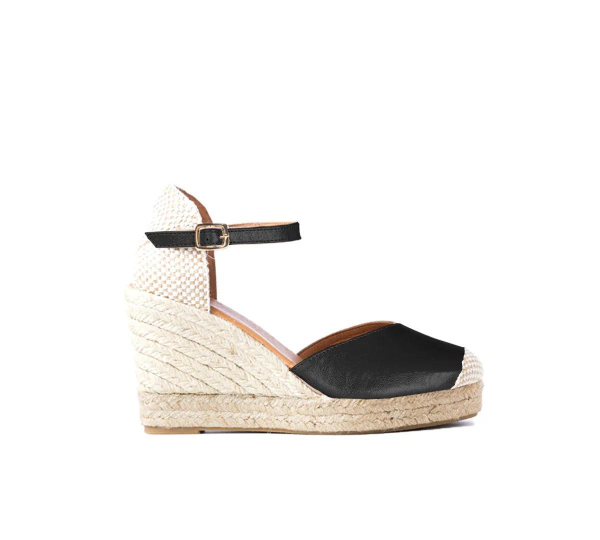 Jimena Metallic Black High Wedge Strap Product Image