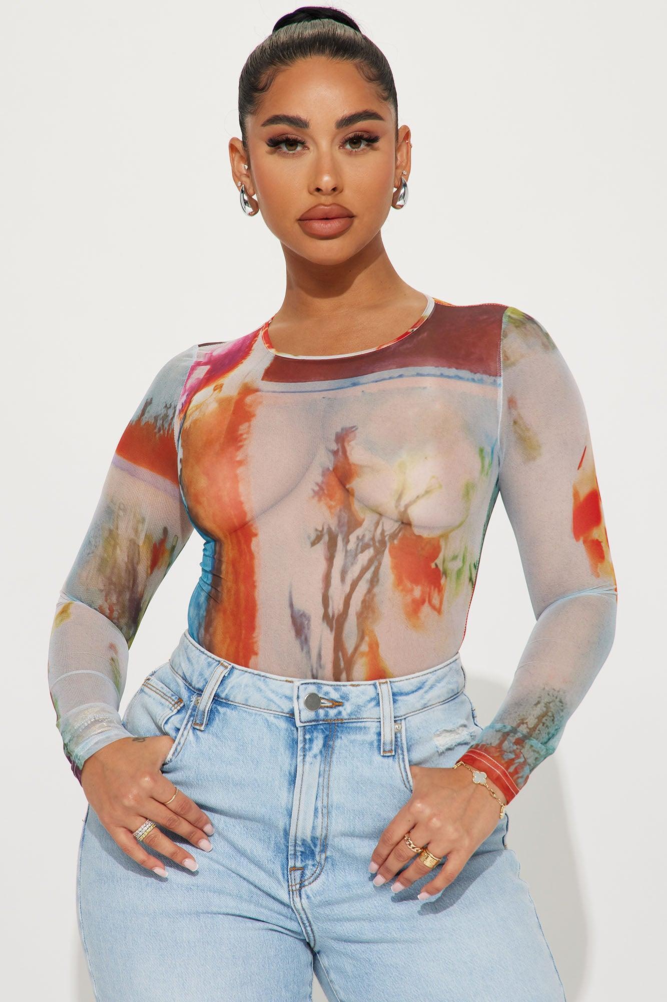Ease Your Mind Mesh Bodysuit - Multi Color Product Image