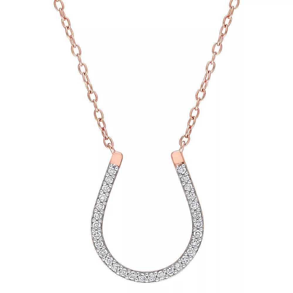 Stella Grace 18k Gold Over Sterling Silver 1/6 Carat T.W. Diamond Horseshoe Pendant Necklace, Women's, Size: 18", 18k Rose Gold Plated Product Image