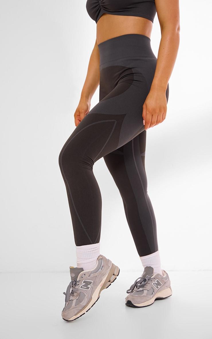 PLT SPORT Deep Charcoal Seamless Ruched Bum High Waist Leggings Product Image