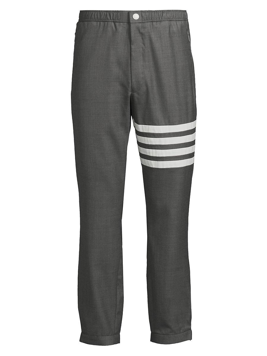 Mens Striped Snap-Front Elasticized Track Trousers Product Image