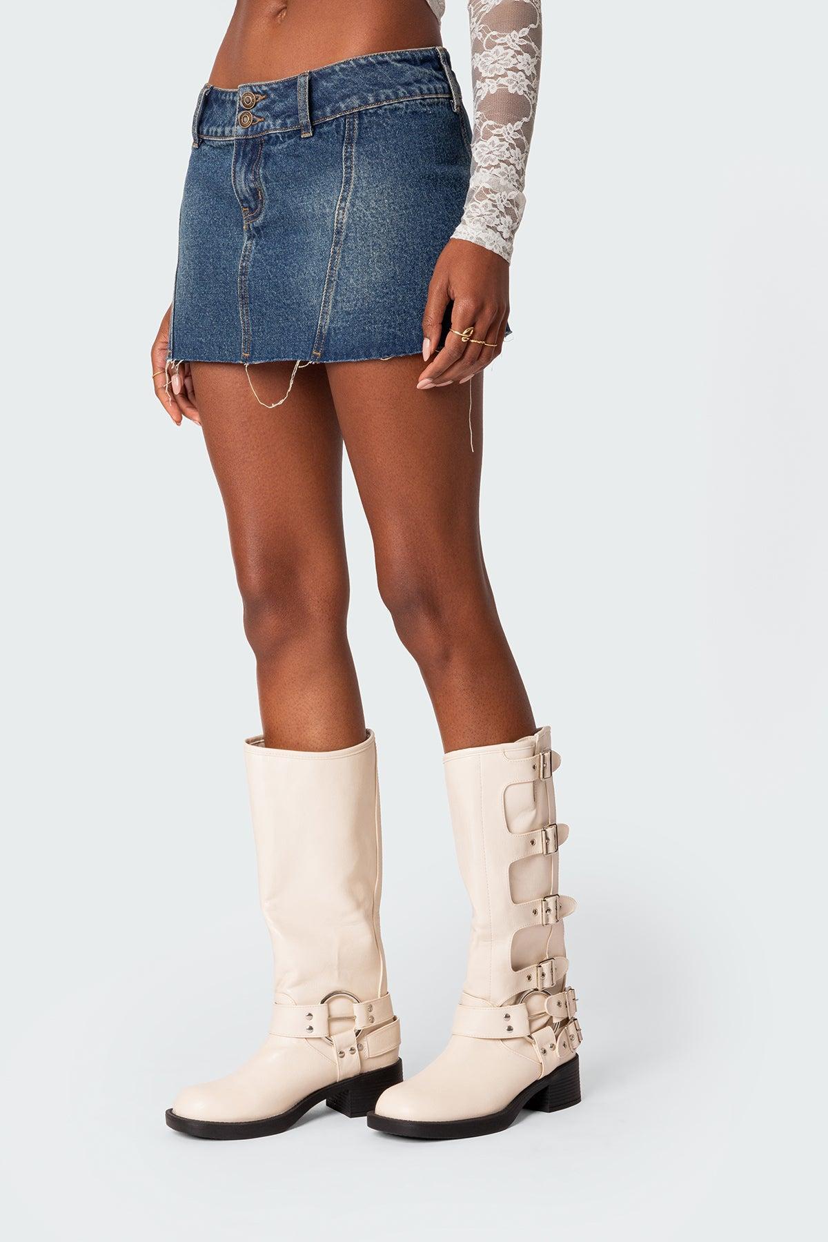 Donnie Washed Denim Mini Skirt Product Image