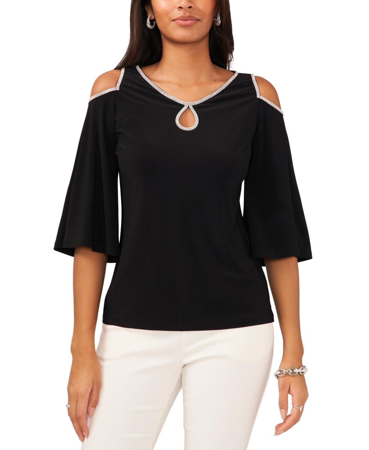 Msk Womens Cold-Shoulder Rhinestone-Trim Top Product Image