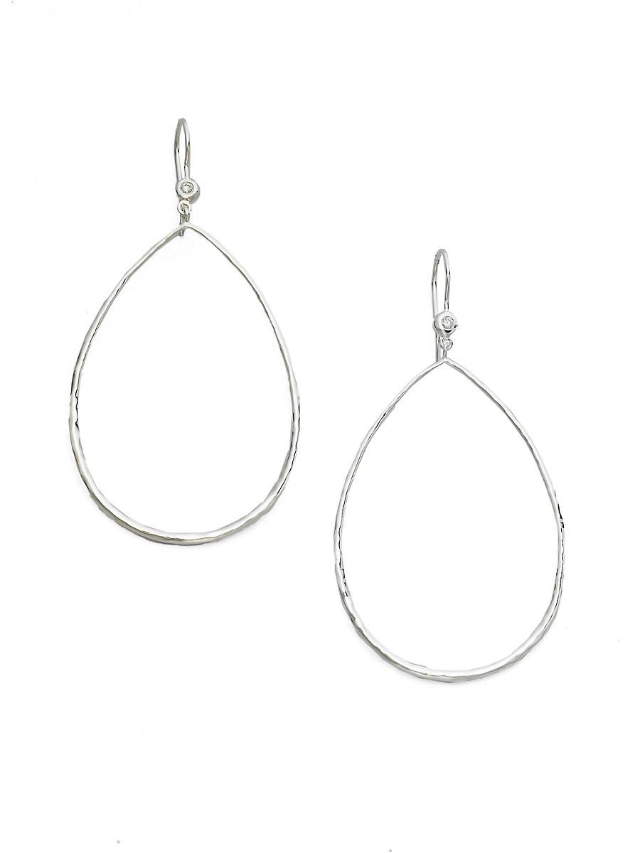 Hammered Teardrop Earrings in Sterling Silver with Diamonds Product Image