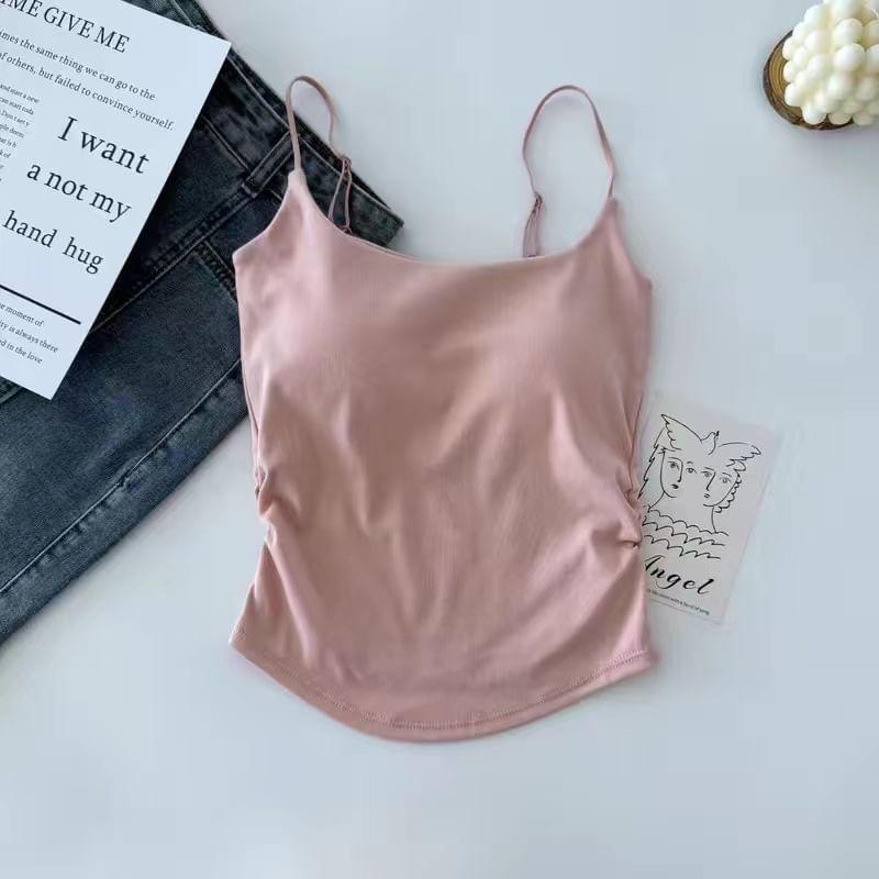 Plain Ruched Padded Cami Top Product Image