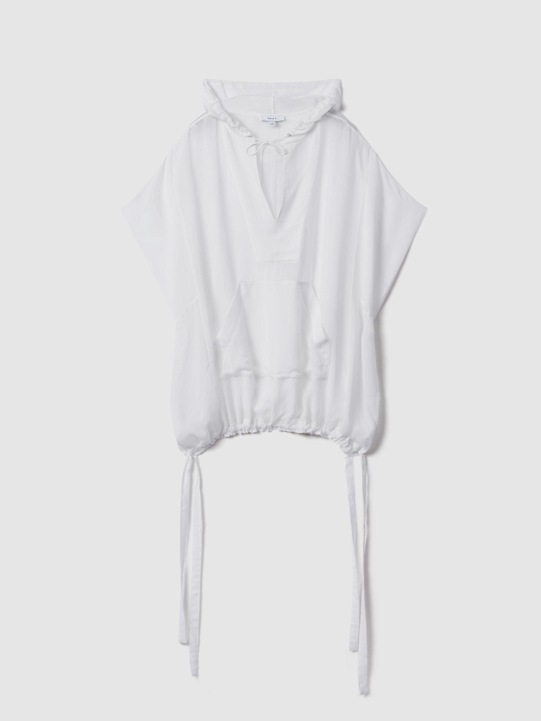 Drawstring Hem Kaftan in White Product Image