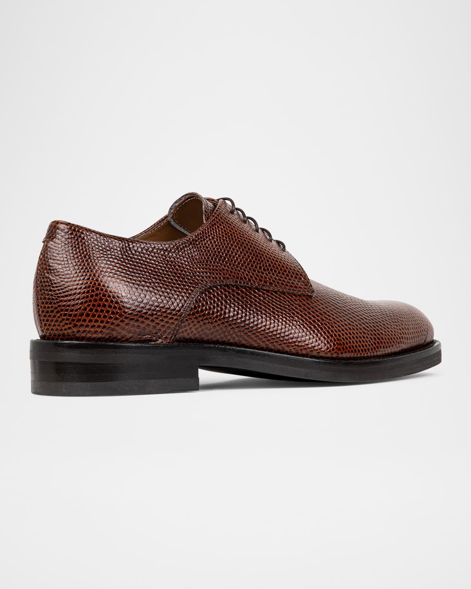 Men's Russell Lizard-Print Leather Derby Shoes Product Image