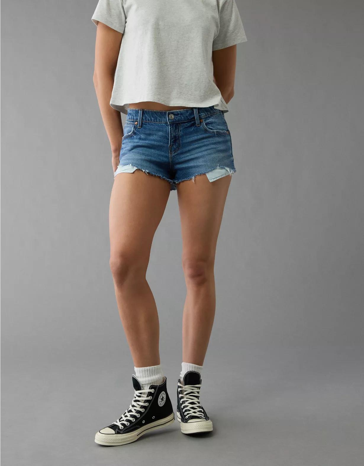 AE Stretch Super Low-Rise Denim Perfect Shortie Product Image