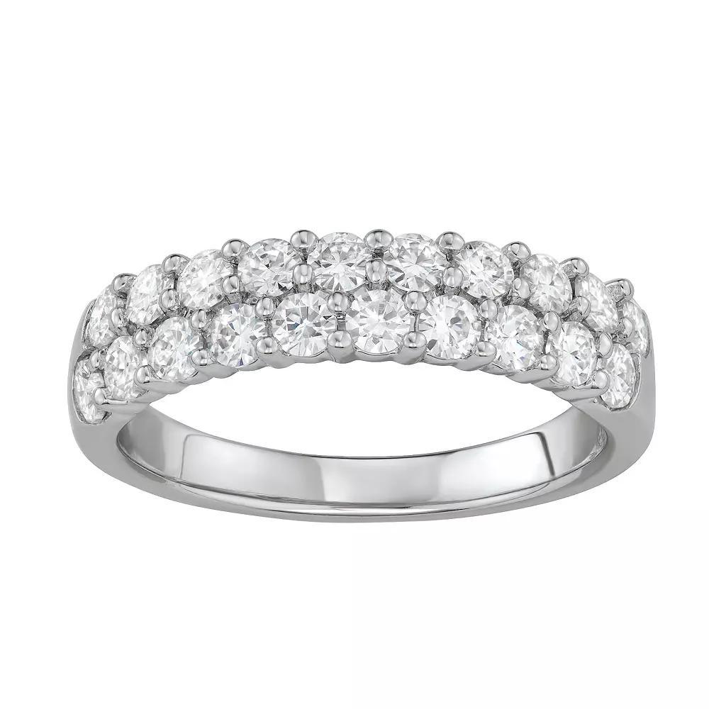 Charles & Colvard 14k White Gold 1 Carat T.W. Lab-Created Moissanite Two-Row Wedding Band, Women's, Size: 9, Yellow Product Image