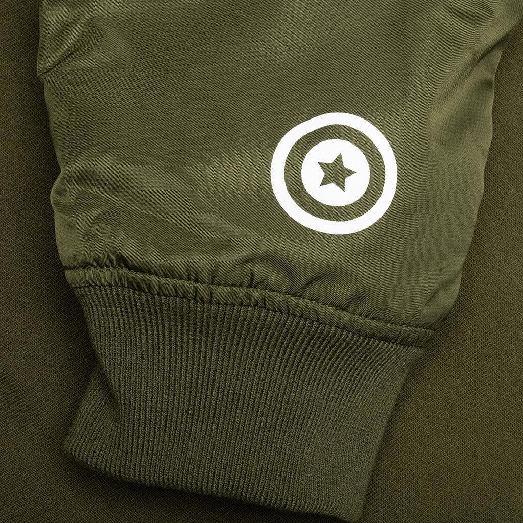 Military Shark Relaxed Fit Full Zip Hoodie - Olive Drab Male Product Image