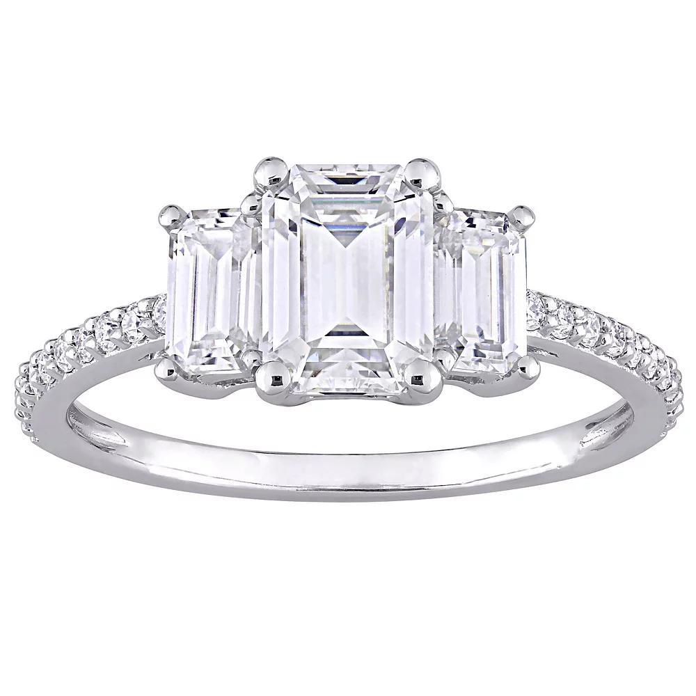 Stella Grace 10k White Gold 1 3/4 Carat T.W. Lab-Created Moissanite 3-Stone Engagement Ring, Womens Product Image