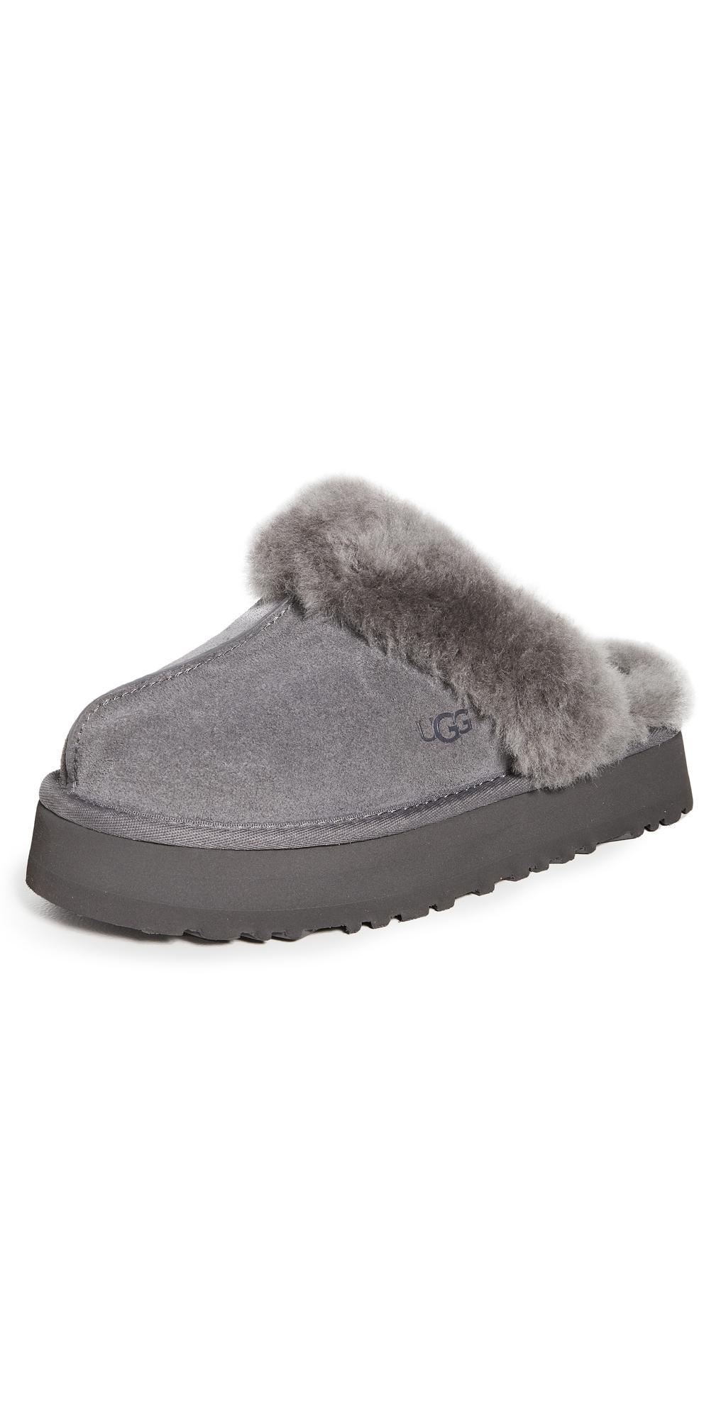 UGG Disquette Suede Fur Platform Slippers Product Image