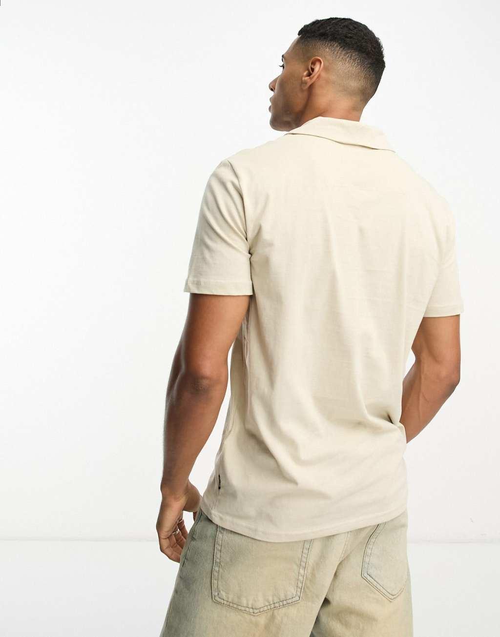 Only & Sons revere polo in beige Product Image