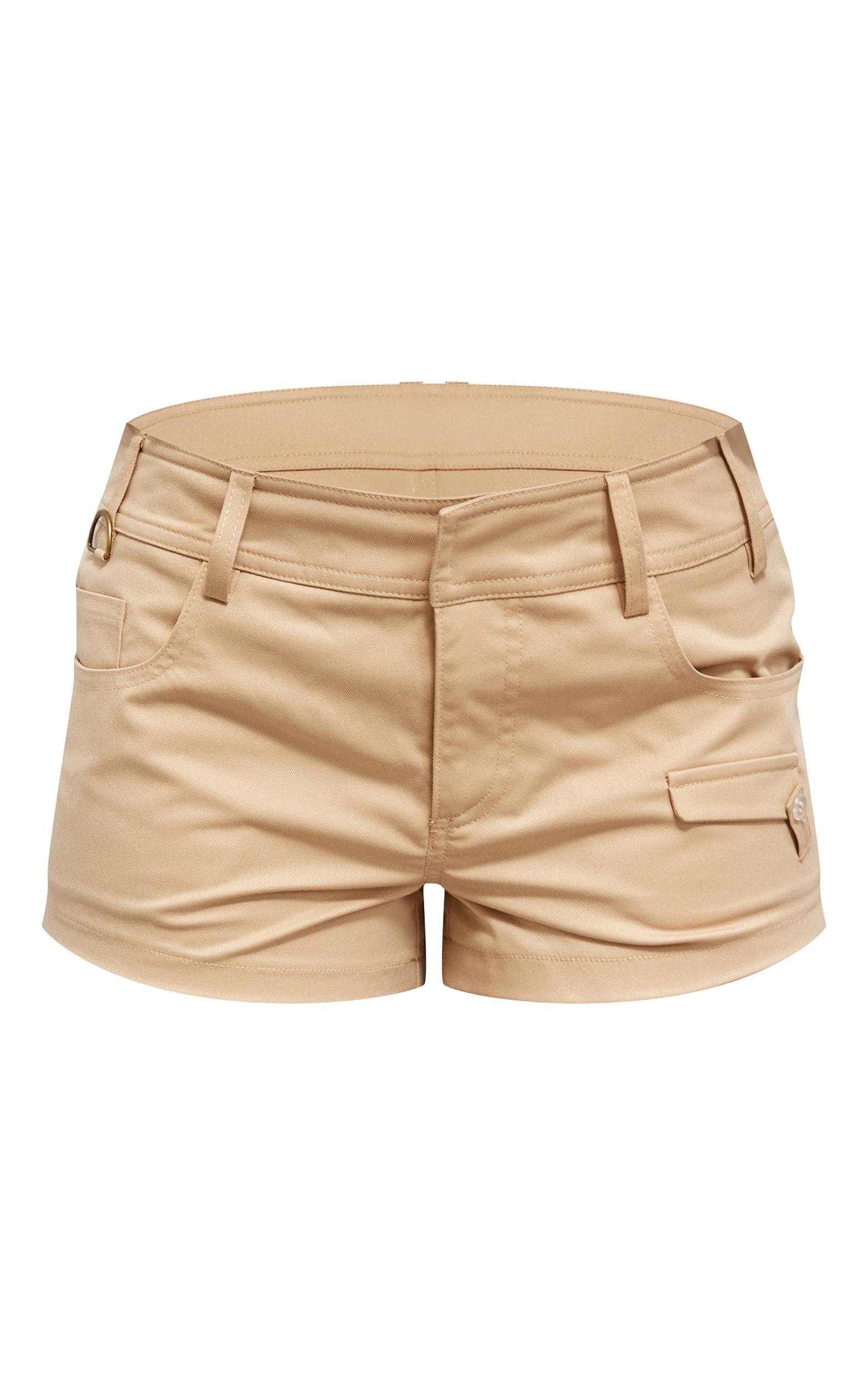 Nude Twill Low Waist Cargo Shorts Product Image