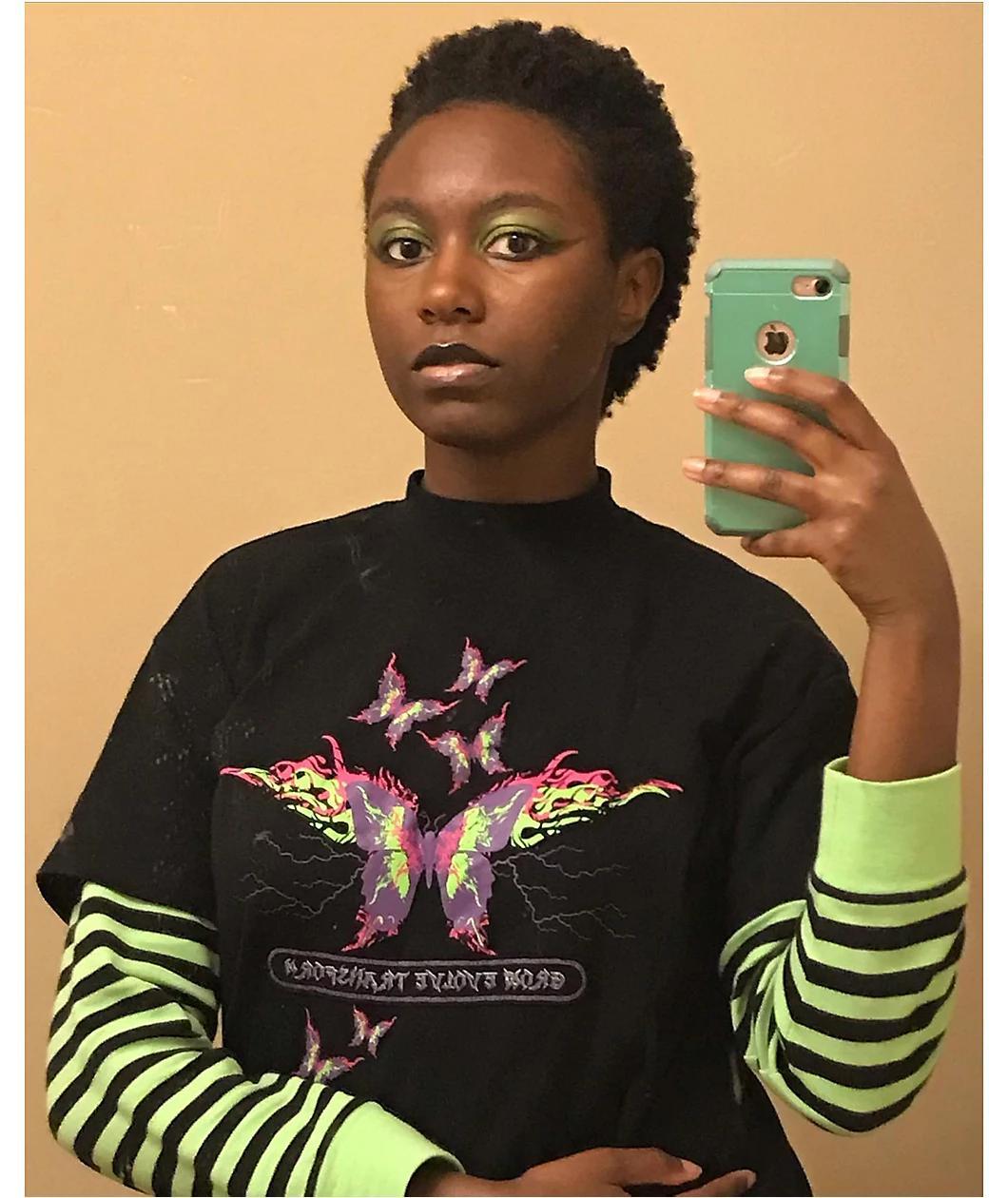 Vitriol Bixie Black & Green Layered Long Sleeve T-Shirt Product Image