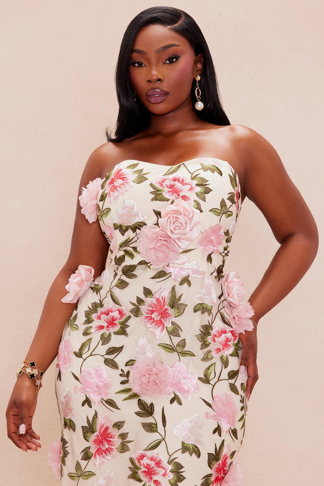 Mary Embroidered Midi Dress - Pink/combo Product Image