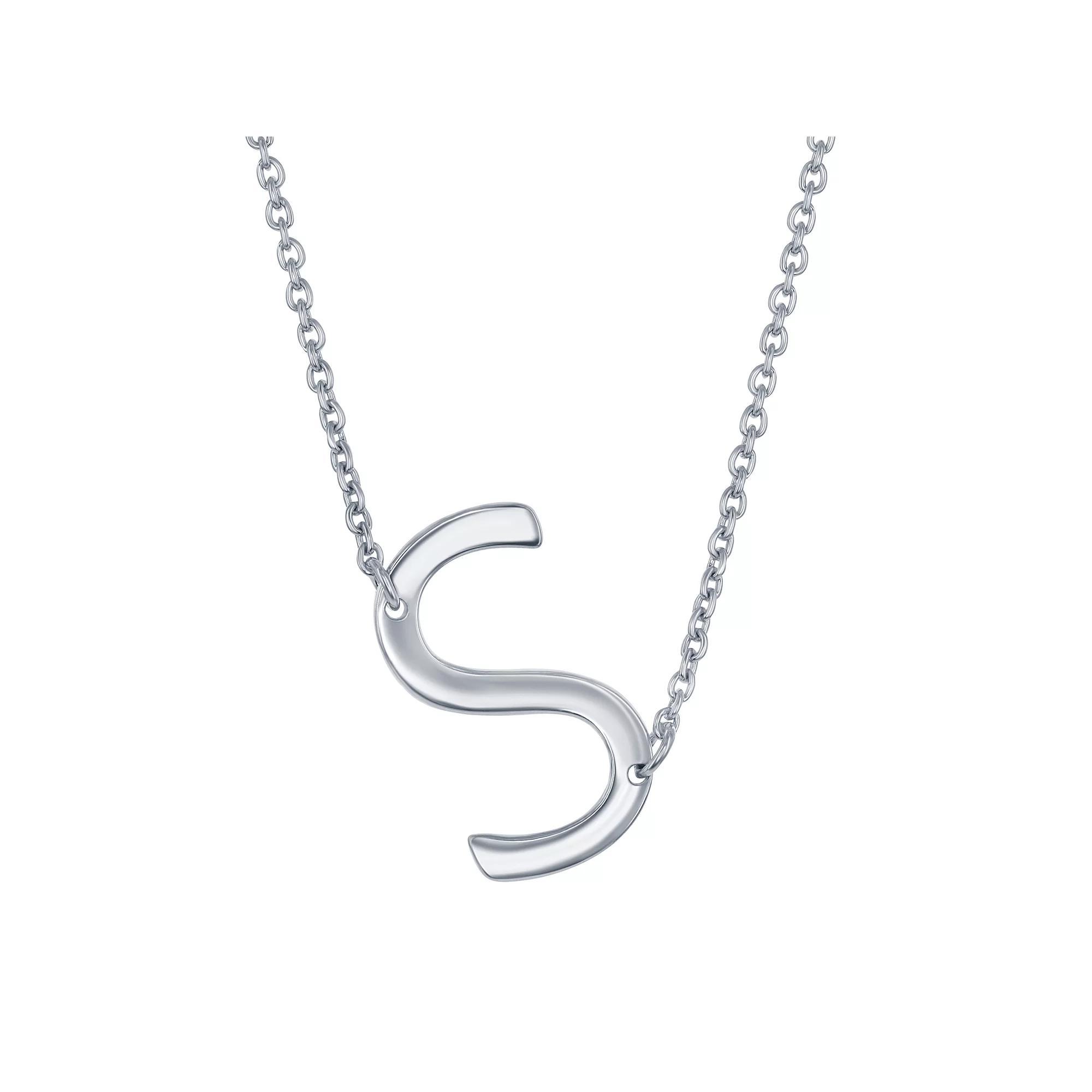 Sterling Silver Sideways Initial Necklace, Women's, Size: 16-18" ADJ, Sterling P Product Image