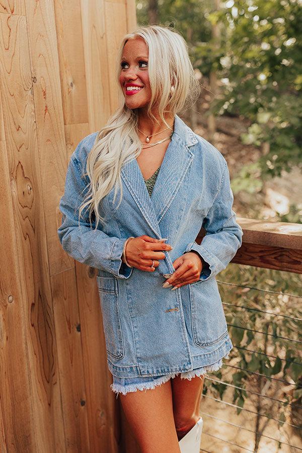 Train To Paris Denim Oversized Blazer Product Image