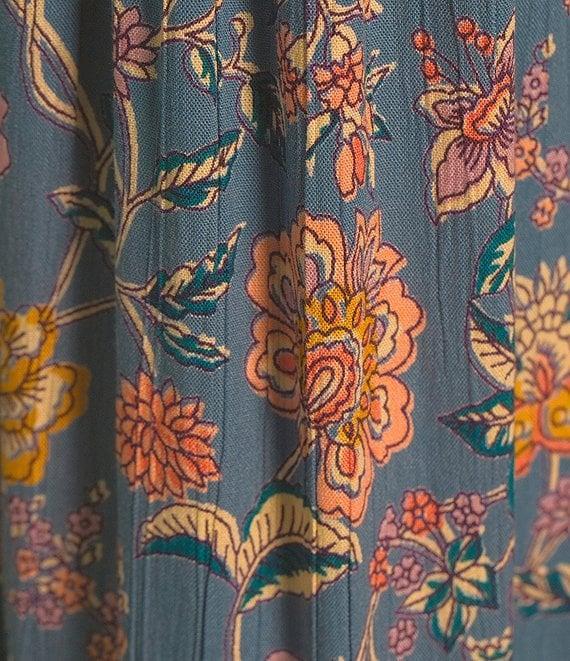 Angie Floral Print V-Neck Spaghetti Strap Knot Front Crochet Trim Maxi Dress Product Image