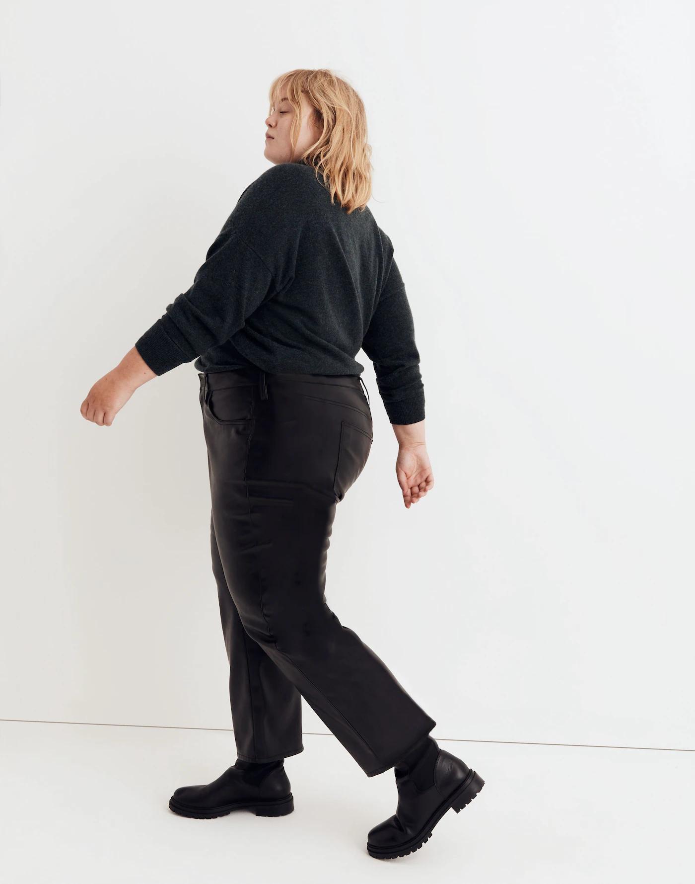 The Plus Perfect Vintage Straight Jean: Faux Leather Edition Product Image