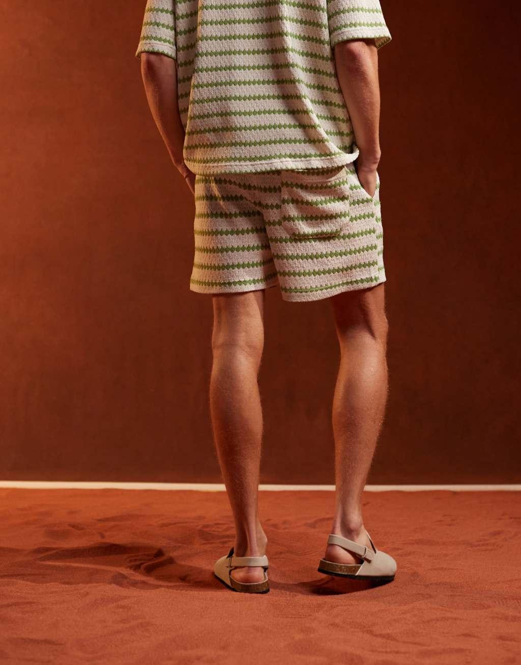 ASOS DESIGN shorts in textured stripe - part of a set Product Image