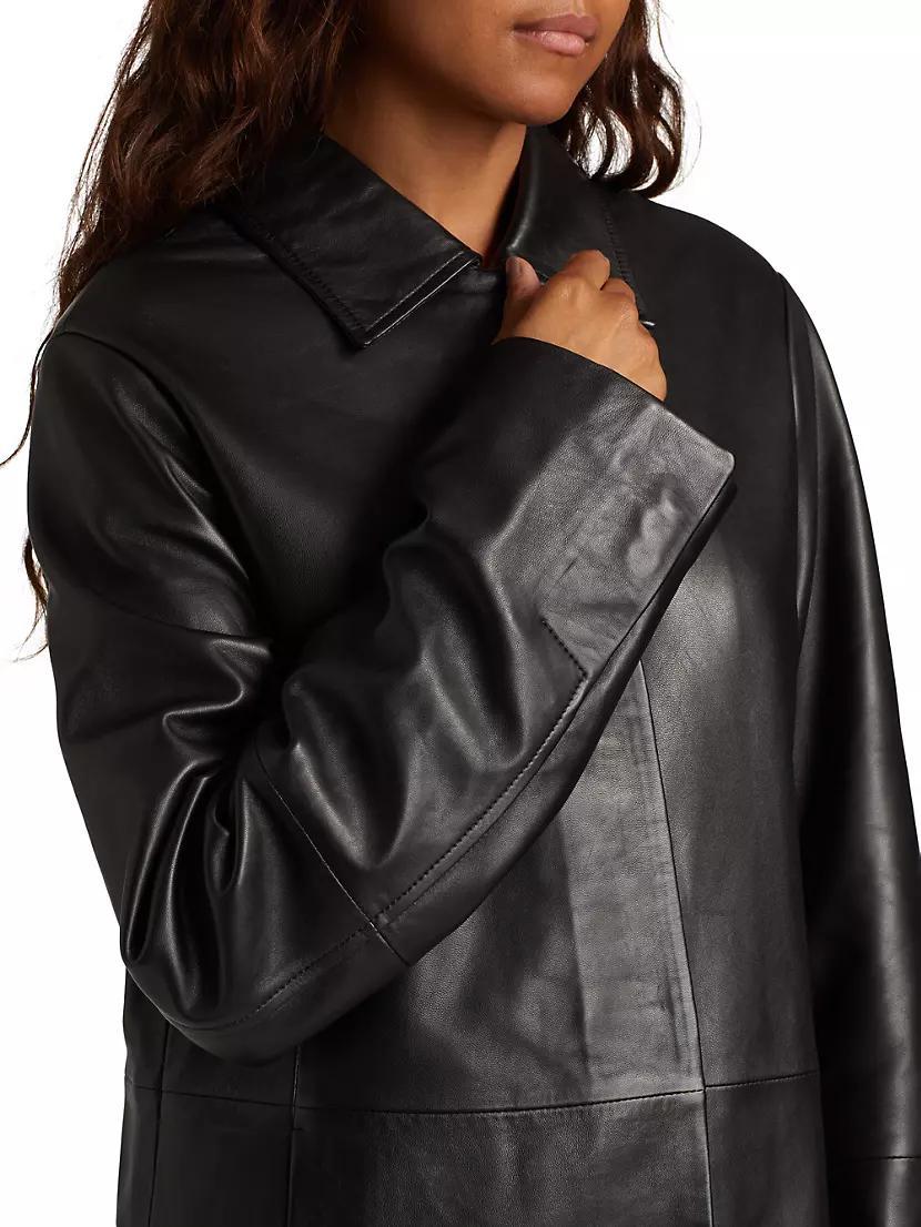 Leather Knee-Length Coat Product Image