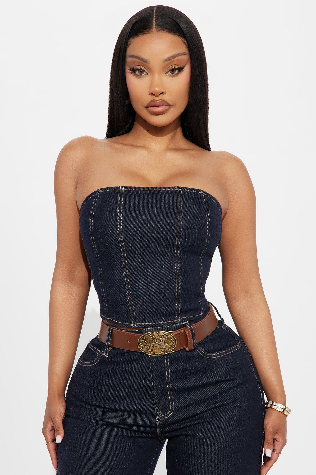 Western Babe Denim Pant Set - Dark Denim Product Image