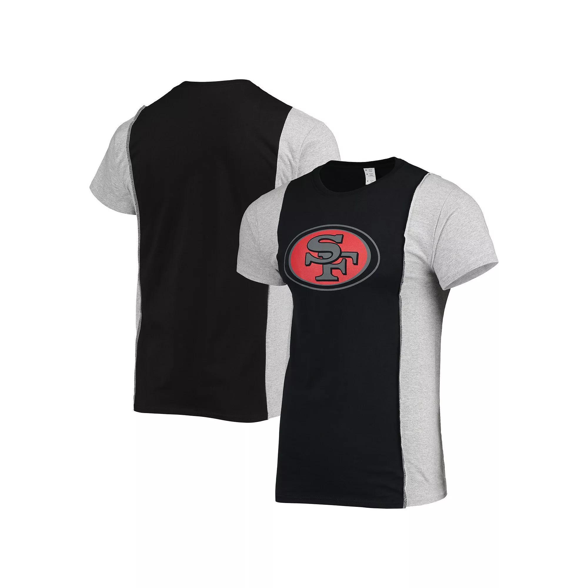 Men's Refried Apparel Black/Heathered Gray San Francisco 49ers Sustainable Split T-Shirt, Size: Large Product Image