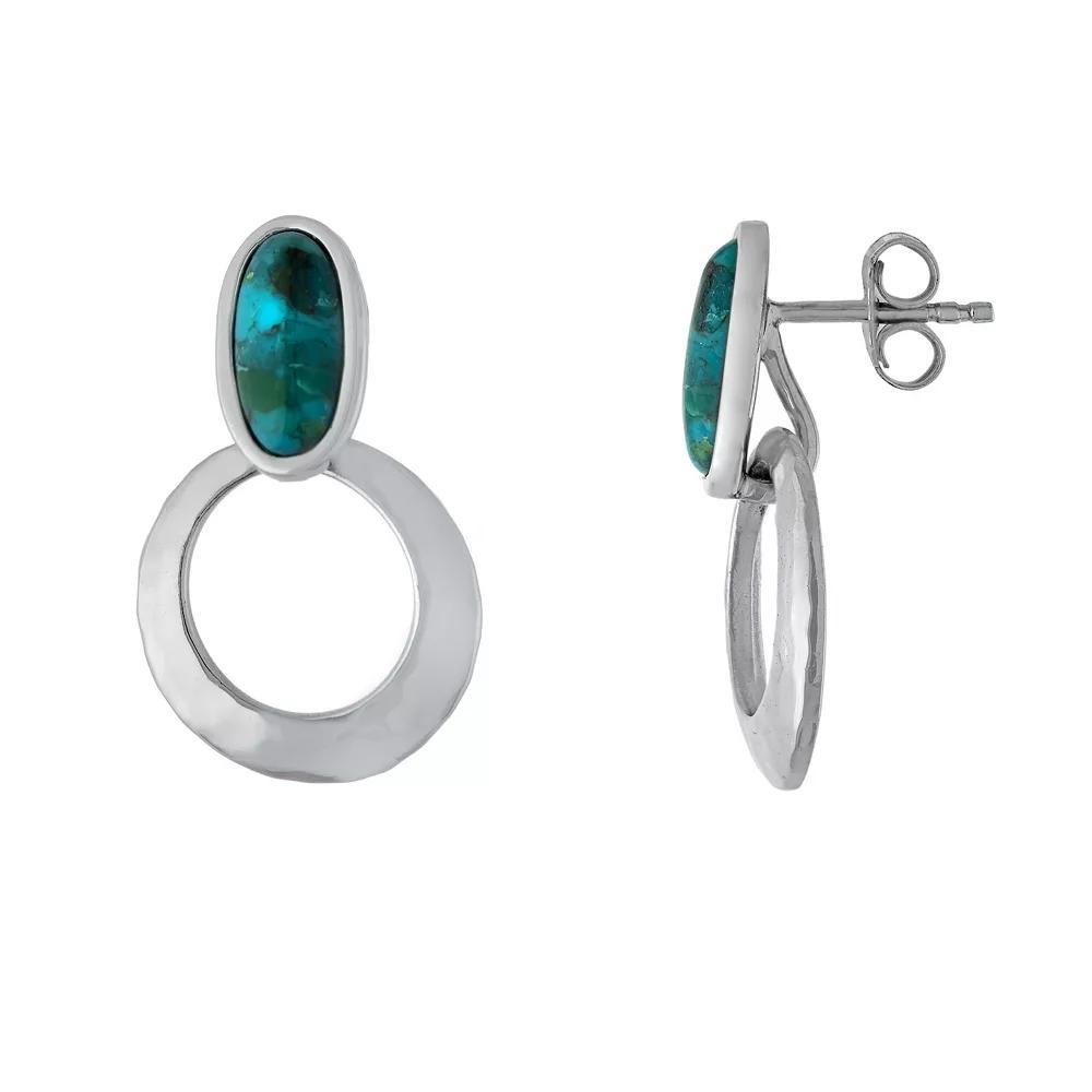 Athra NJ Inc Sterling Silver Simulated Turquoise Open Circle Drop Earrings, Women's, Silver Tone Product Image