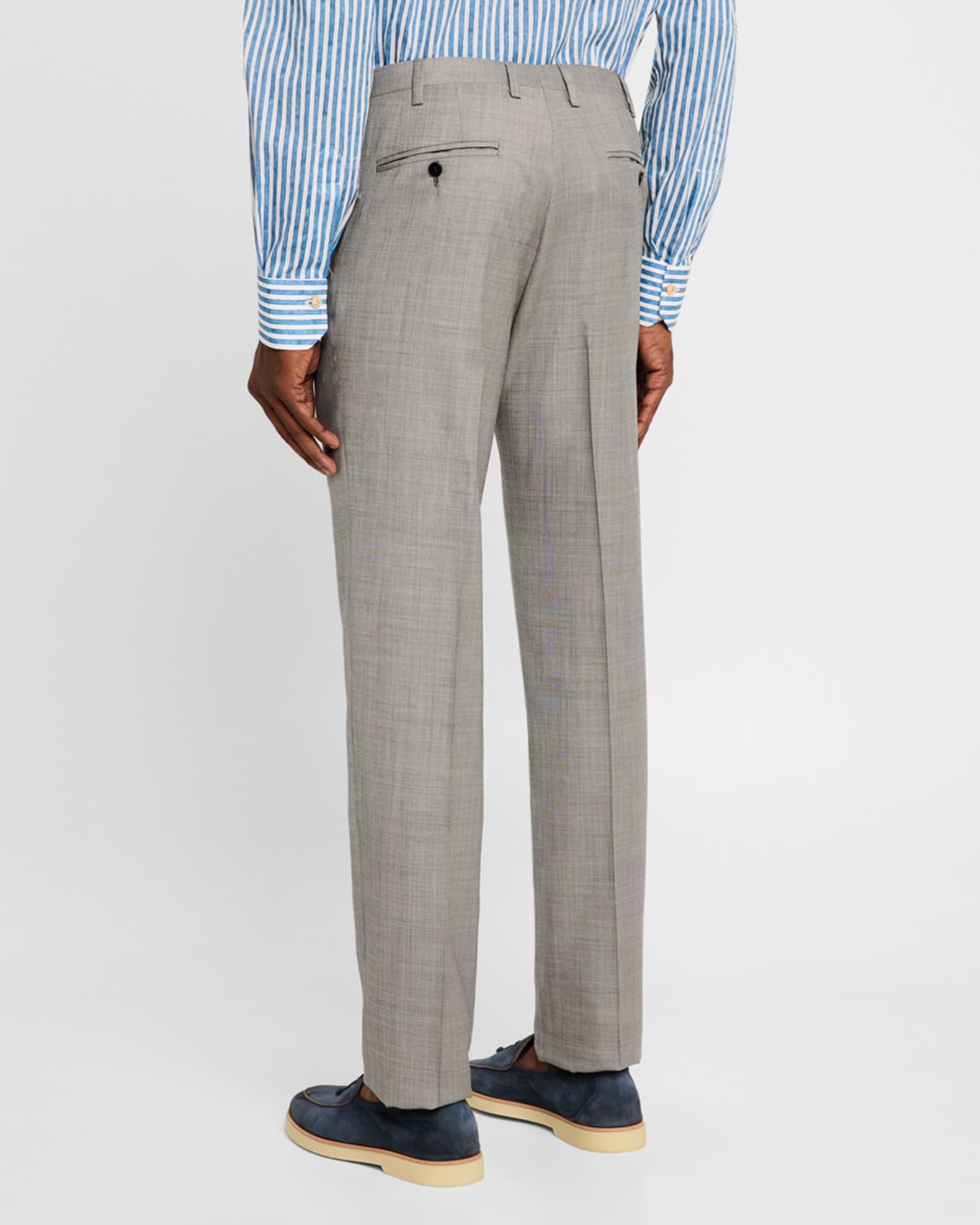 Mens Wool Sharkskin Flat-Front Trousers Product Image