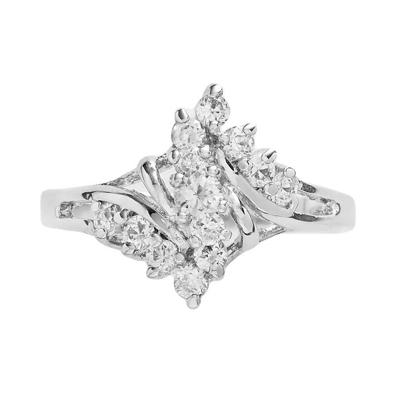 Traditions Jewelry Company Sterling Silver Cubic Zirconia Large Cluster Ring, Women's, Size: 9 Product Image