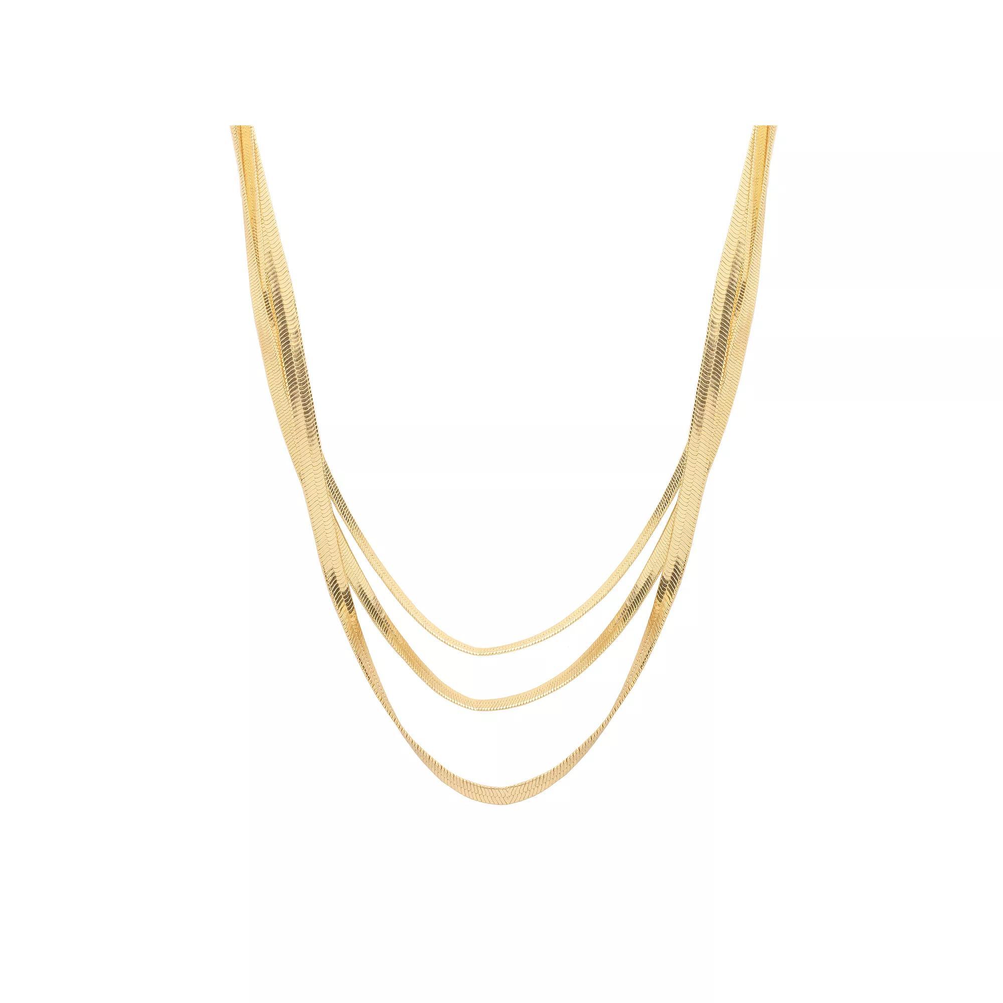 LC Lauren Conrad Triple Row Layered Snake Chain Necklace, Women's, None Product Image