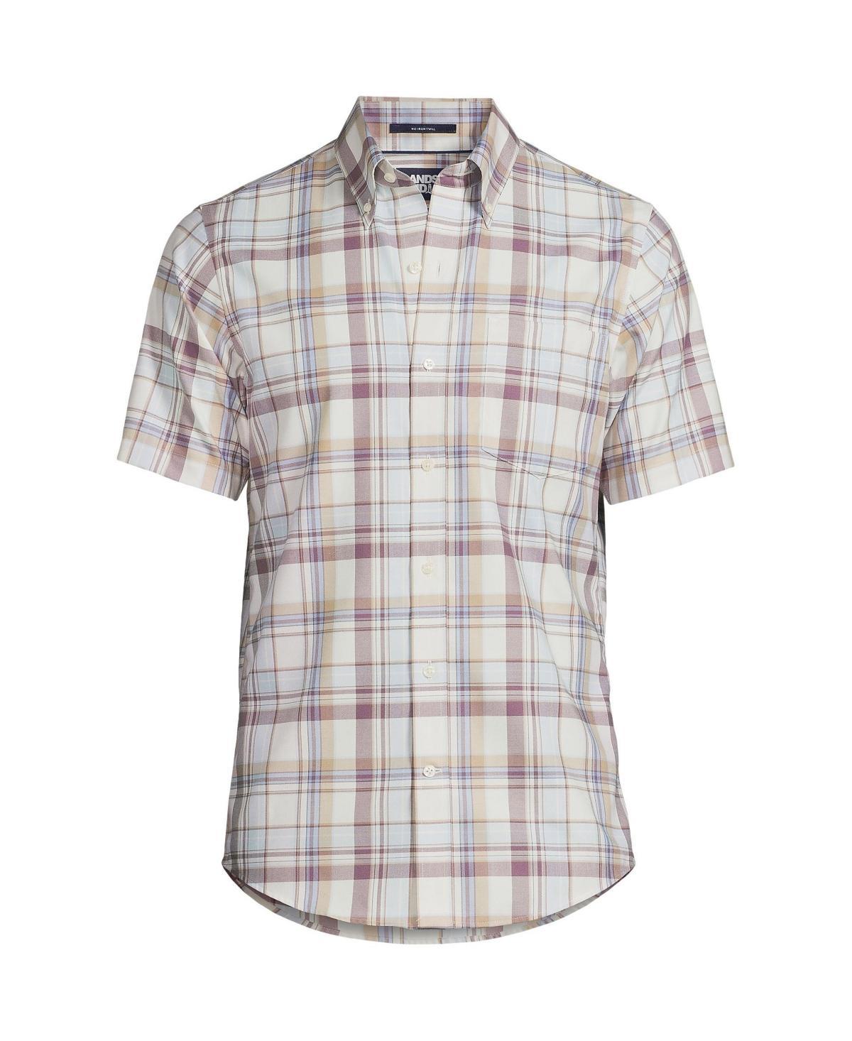 Big & Tall Lands' End No-Iron Button-Down Shirt, Men's, Size: Large Tall, Rain Blue Windowpane Product Image