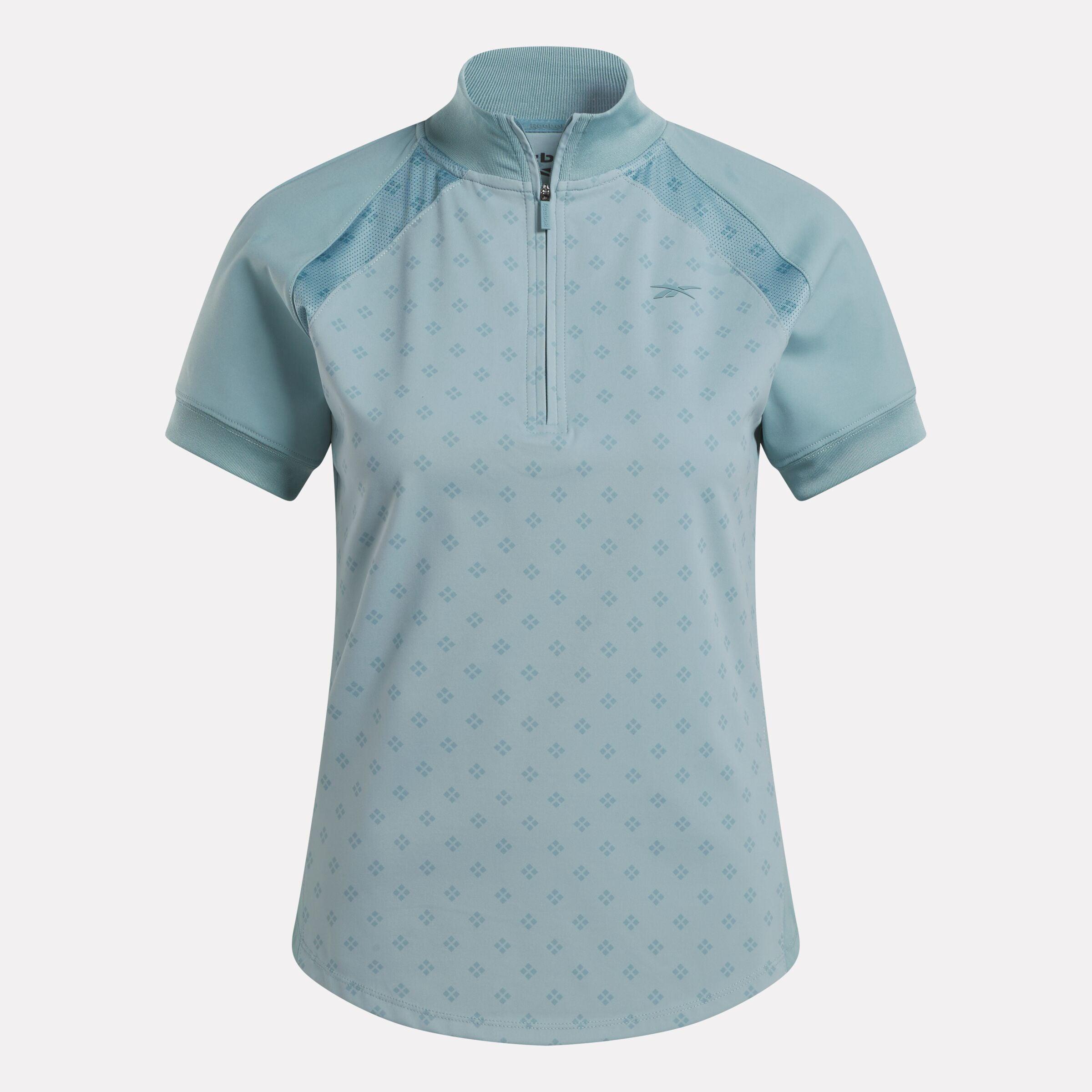 Women's Short Sleeve 1/4 Zip Mini Argyle Print Top Female Product Image