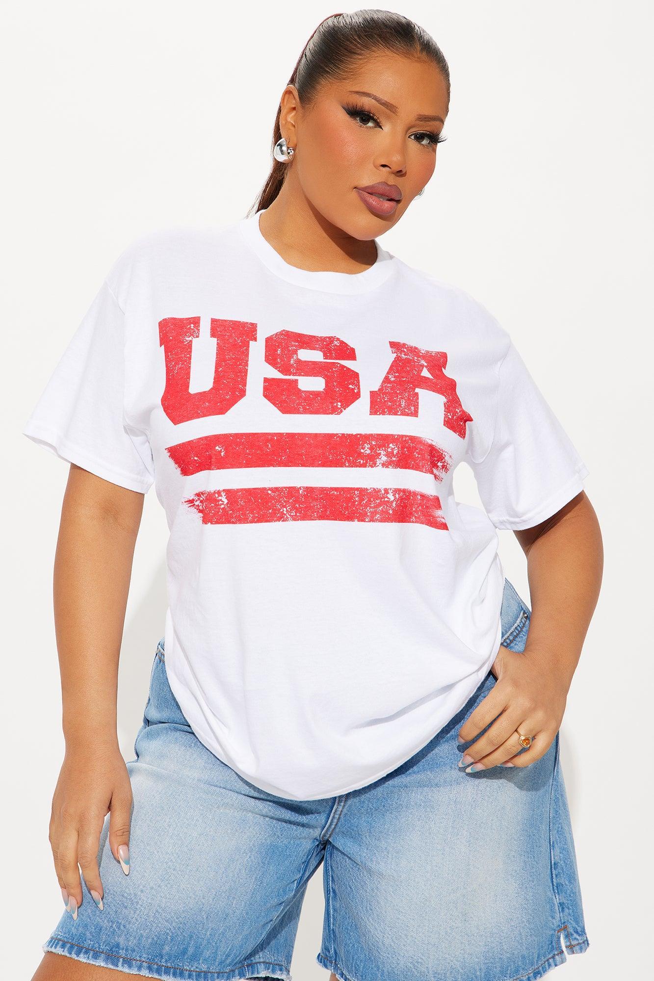 USA Summer Vibe Oversized Tee - White Product Image