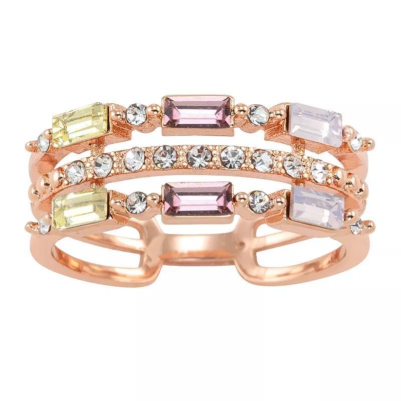 City Luxe Rose Gold Tone Multi Crystal Faux Stack Ring, Womens Pink Tone Team Product Image