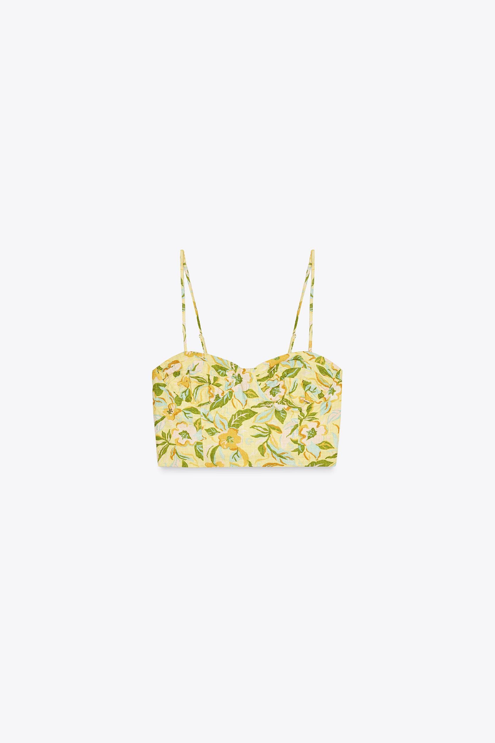 PRINTED LINEN CROP TOP Product Image