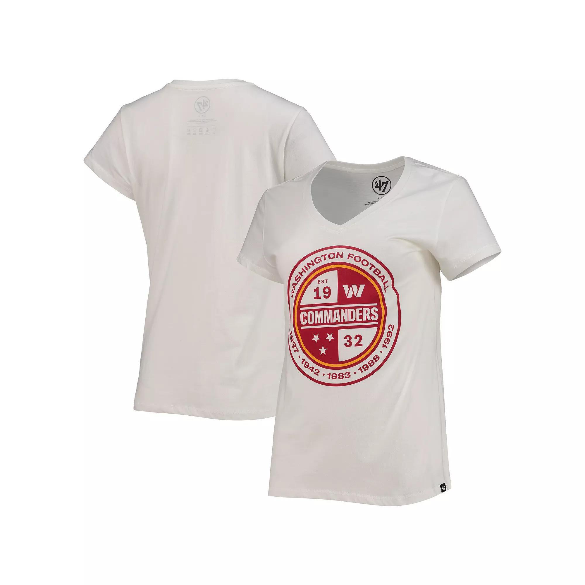 Women's '47 White Washington Commanders Imprint Ultra Rival V-Neck T-Shirt, Size: Medium, Wft White Product Image