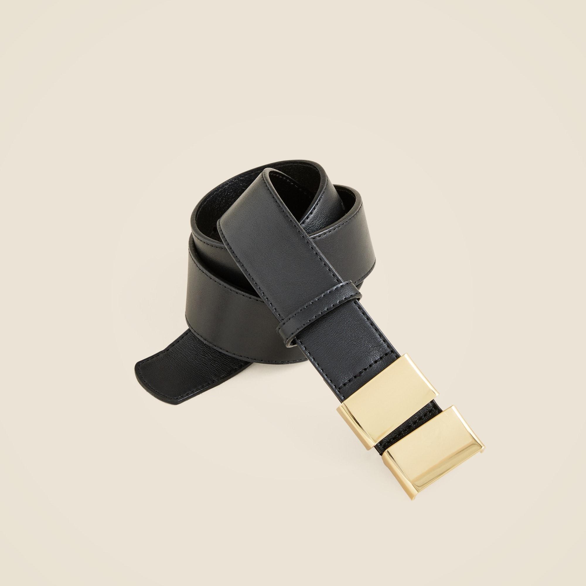 Double buckle belt in Italian leather Product Image