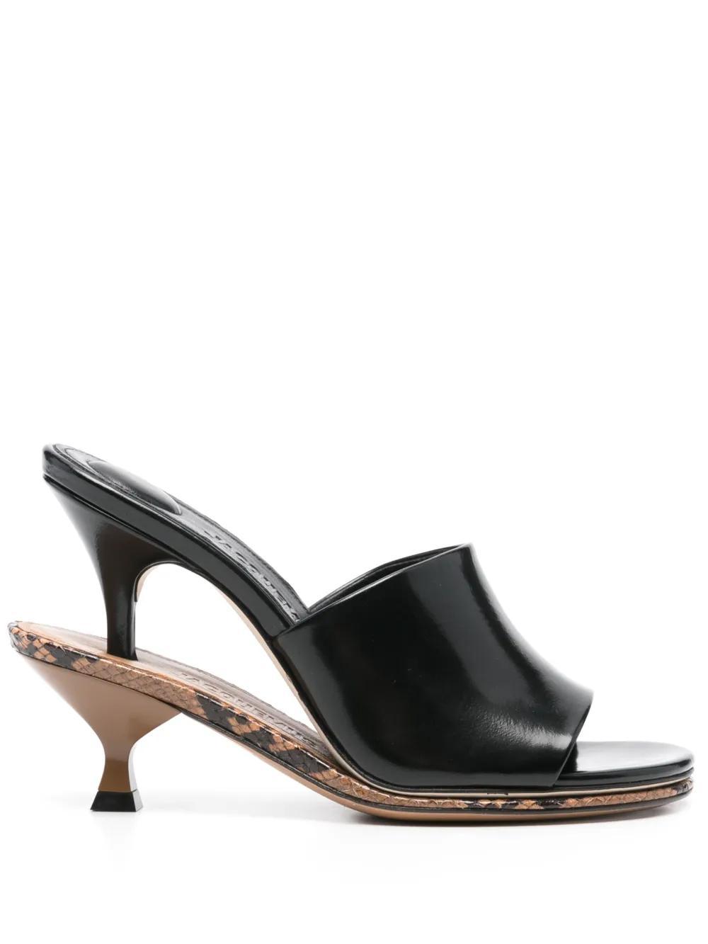 JACQUEMUS Les Doubles Patent Leather Mules In Black Product Image