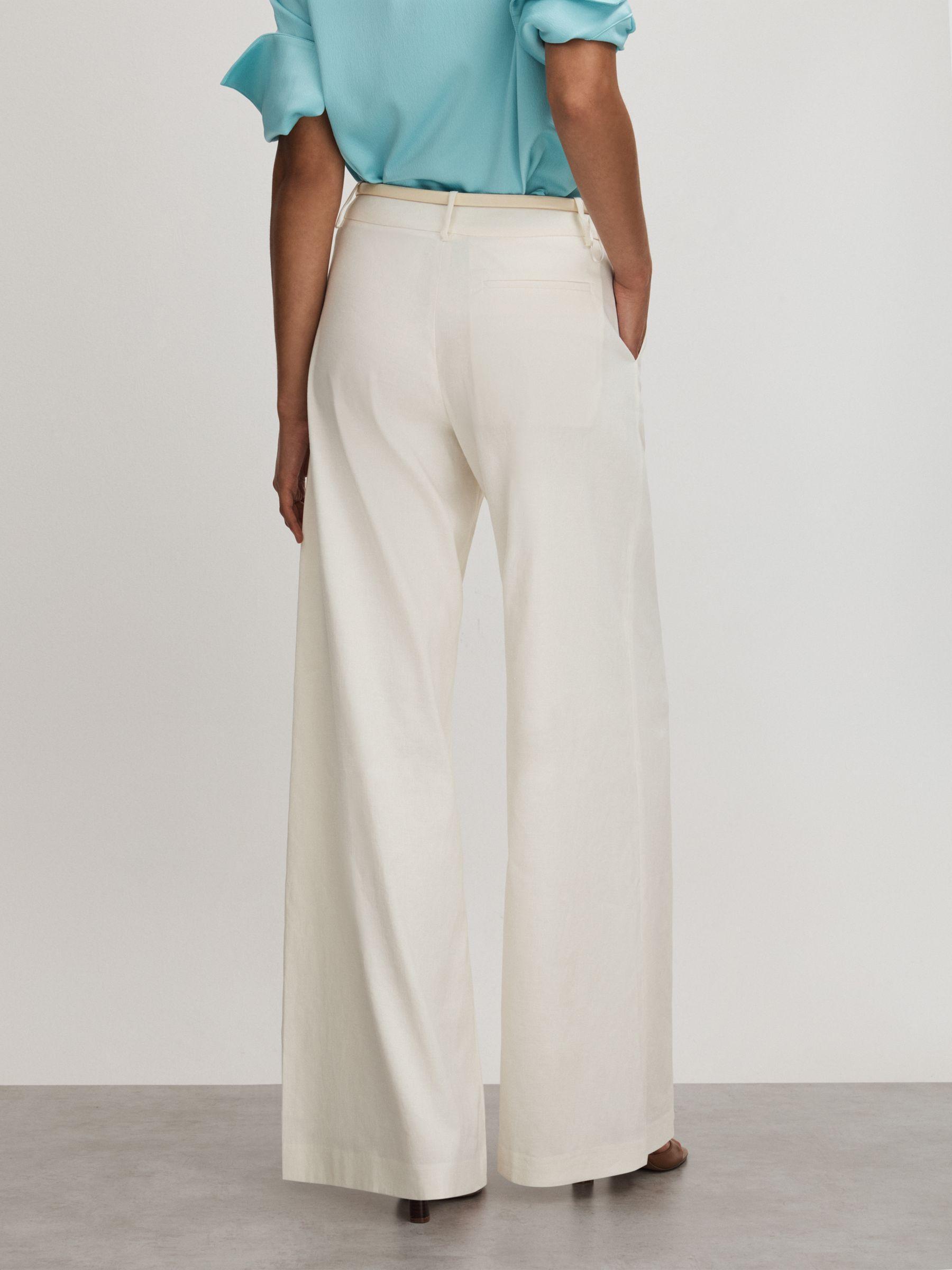 Anna Quan Wide Leg Linen Blend Trousers in Ivory Product Image