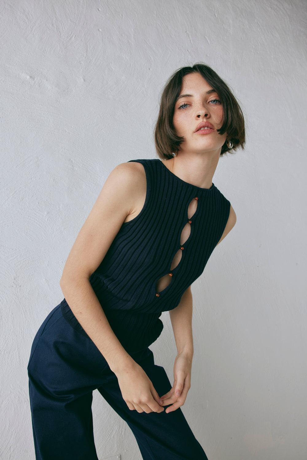 Billie Knit Top Navy Product Image